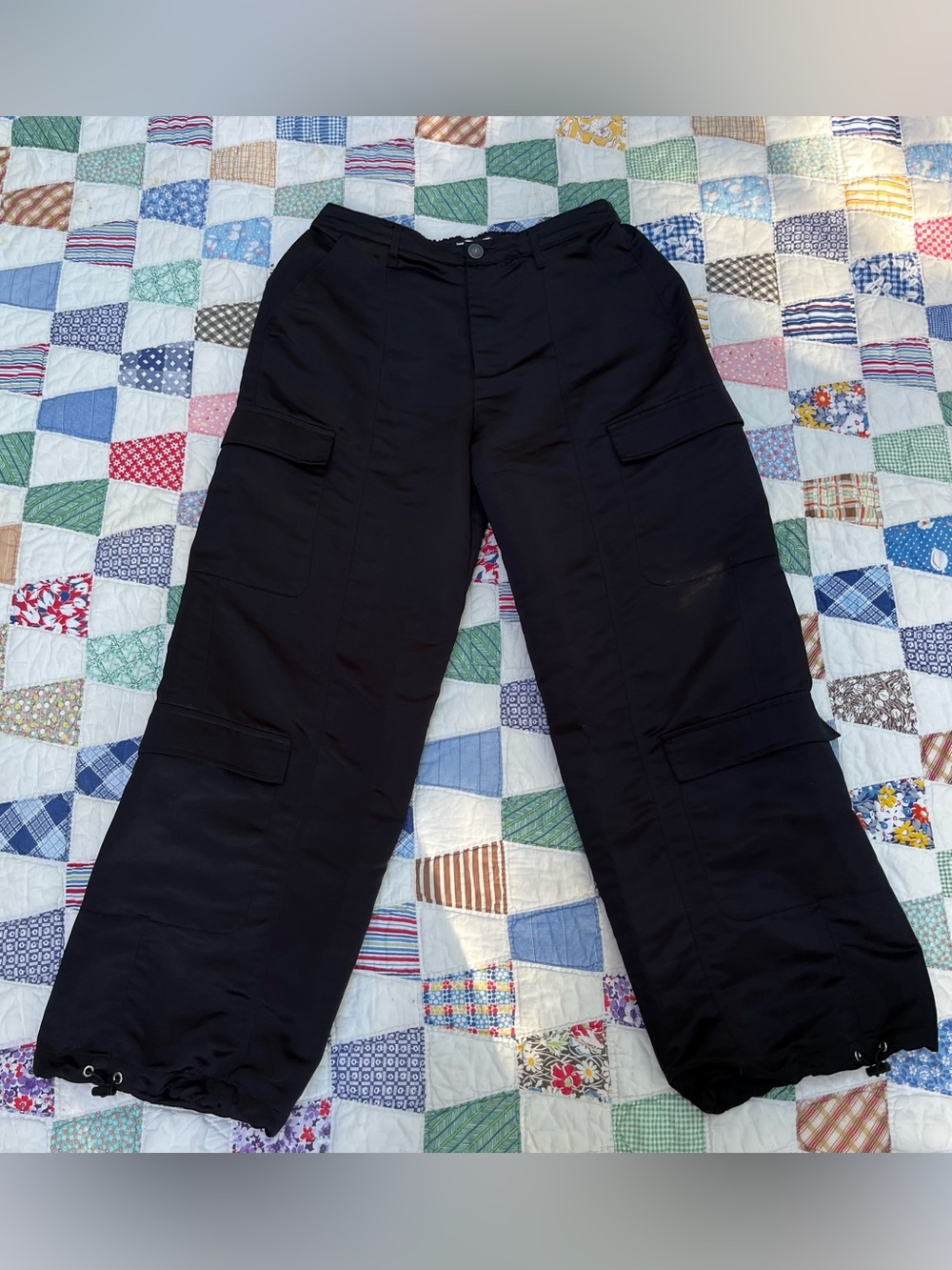Steve Madden Black Wide-Leg Cargo Pants